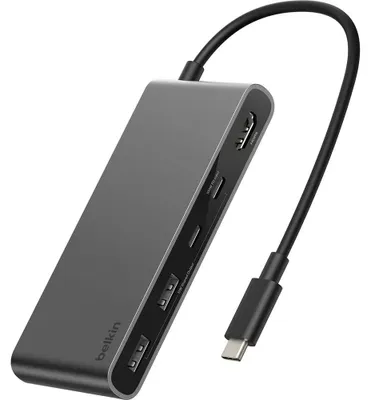 Obrázok produktu pre Belkin Connect, USB Typ-C, HDMI, USB 2.0 Type-A, USB 3.2 Gen 1 (3.1 Gen 1) Type-C, Microsd (transflash), SD, 5000 Mbit/s, 60 Hz, 3840 x 2160 px