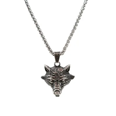 Produktbild von Lederkette Edelstahl 316 VIKING WOLF 50 cm Silber Edelstahlkette
