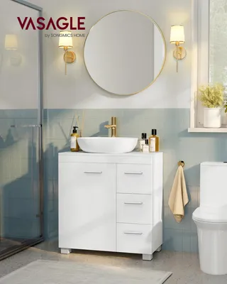 Produktbild von VASAGLE Waschbeckenunterschrank, Badezimmerschrank, 3 große Schubladen, 30 x 60 x 64 cm, Badschrank, 2 Fächer hinter der Tür