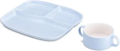 Zdjęcie produktu dla Zestaw ceramicznych naczyń do szybkiego gotowania z 3 miskami – odporny na wysoką temperaturę i nadający się do mikrofalówki – niebieski zestaw ceramicznych naczyń