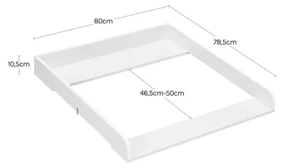 Productafbeelding van Wisselplank voor commode - Babywisselplank - MDF - Zijbeschermingen - 80 x 10,5 x 78,5 cm - Wit