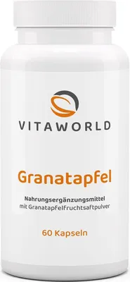 Produktbild von Vitaworld Granatapfel 500 mg | 60 Kapseln | 100 % Granatapfelfruchtsaft | hochwertiges Superfood | vegan