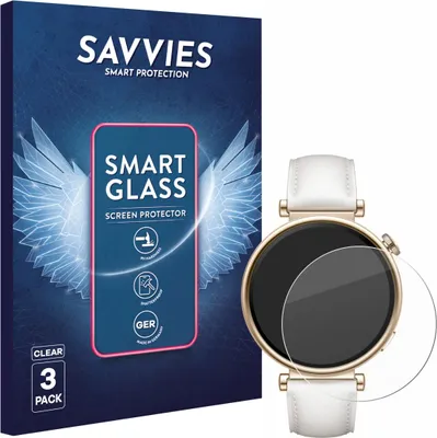 Produktbild von 3x Savvies Schutzglas Folie für Huawei Watch GT 4 (41mm) 9H Panzer Schutzfolie Glas Displayschutz klar transparent