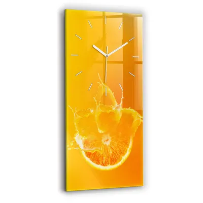 Produktbild von Wallfluent Wanduhr – Stilles Quarzuhrwerk - Uhr Dekoration Wohnzimmer Schlafzimmer Küche - Zifferblatt mit Strichen - weiße Zeiger - 30x60 cm - Orange