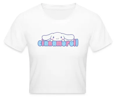 Produktbild von Spreadshirt Cinnamoroll Guckt Über Schriftzug Crop Top, L, Weiß