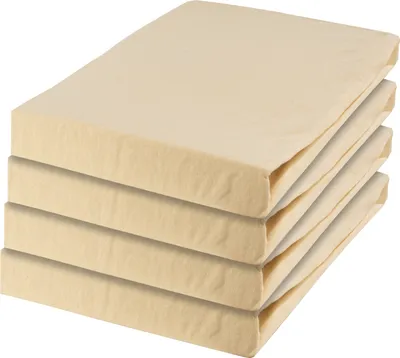 Produktbild von Spannbettlaken - 100 x 200 cm - Pastellgelb - Baumwolle - 4er Set