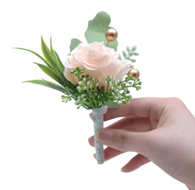 Boutonniere Rose 2 Stück Ansteckblume Hochzeit Hellrosa