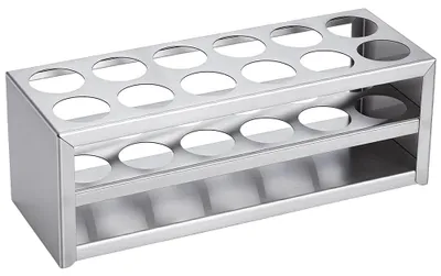 Reagenzglasständer aus Edelstahl, 33 mm Löcher, 240x85x86 mm