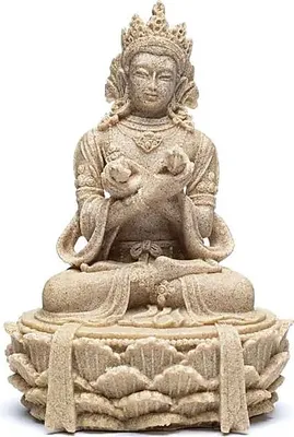 Immagine prodotto di Statua Di Buddha Con Dorje E Campana Color Sabbia - 11x17 Cm