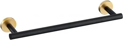 Imagen del producto de Soporte para toallas de acero inoxidable, ideal para montaje en pared en el baño o la cocina, 40 cm (negro y dorado)