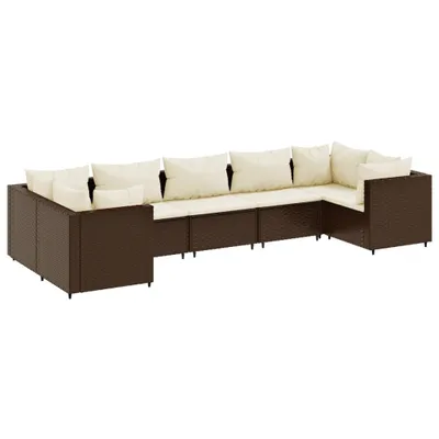Produktbild von 7-tlg. Garten-Lounge-Set mit Kissen Braun Poly Rattan