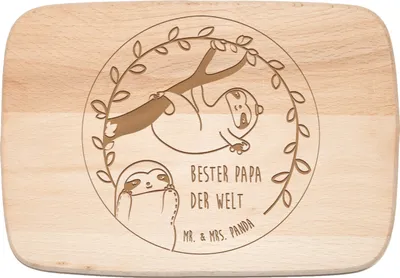 Produktbild von Mr. & Mrs. Panda Schneidebrett Holz Faultier Papa - Transparent - Geschenk, snackbrett, Geburtstag, Liebe, Frühstücksbrett, Holzbrett, massivholzbrett, Vatertag, Vater