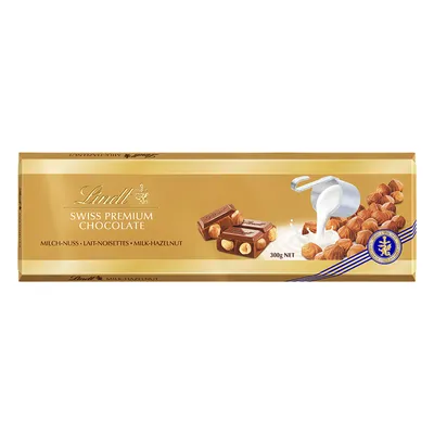 Obrázek produktu pro Lindt Švýcarská Mléčná čokoláda s lískovými oříšky 300g