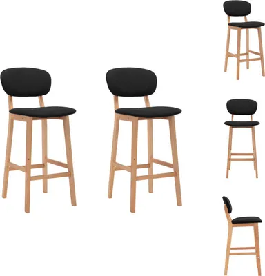 Image de vidaXL Tabouret de bar 2 pcs. noir tissu - Tabouret de bar