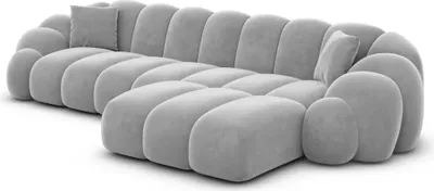 Produktbild von Samtstoff L-Form Sofa Liora Hellgrau Rechts