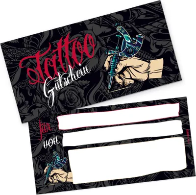 Produktbild von itenga Geschenkgutschein Tattoo (Motiv 2), Postkarte zum Ausfüllen