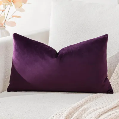 Produktbild von Samtkissenbezug, Dekokissen, Sofakissen, Lendenkissen, dekorativer Kissenbezug, Sofa, Schlafzimmer, 40 x 60 cm, lila