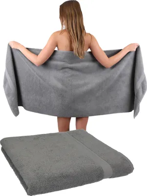 Produktbild von Betz 2 Stück Saunatücher 70 x 200 cm PREMIUM 100% Baumwolle Badetuch Liegetuch Strandtuch   Farbe: anthrazit