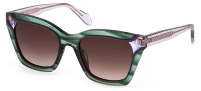 Immagine prodotto di Just Cavalli SJC024V, occhiali da sole da donna, montatura verde striata trasparente, misura 52/20/140