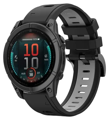 Immagine prodotto di Per Garmin Fenix E 47mm Cinturino in silicone sportivo bicolore 22mm Nero/Grigio