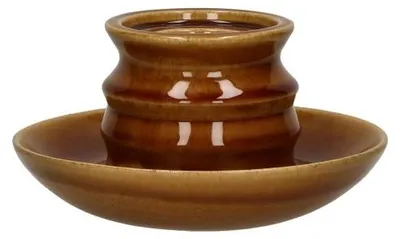 Zdjęcie produktu dla Podświetlik Pomax Ilena, ceramiczny, brązowy, średnica 19 cm, wysokość 10,5 cm