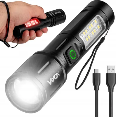 Zdjęcie produktu dla Vayox Latarka VA0181 | 260lm | 5W LED + SMD | 6 Trybów | Czarna