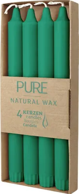 Produktbild von PURE Stabkerzen Smaragdgrün 4er Set Naturwachs 250/23mm, 4 Stück