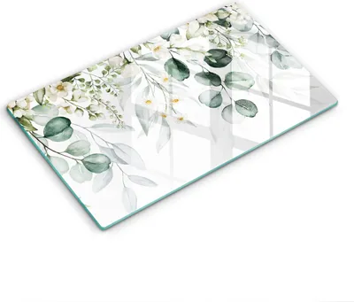 Produktbild von Abdeckung Glas - Küchenabdeckung - 30x52 cm - Abdeckplatte -Aquarellpflanzen