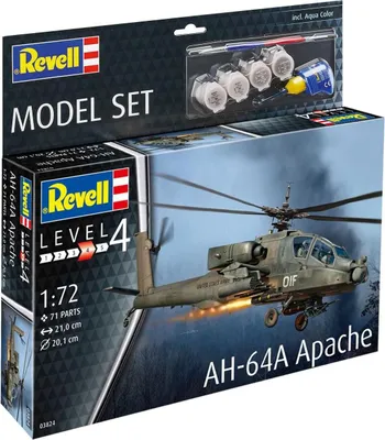Produktbild von Revell 63824, Hubschraubermodell, Montagesatz, 1:144, AH-64A Apach, Junge, Kunststoff