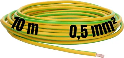 Zdjęcie produktu dla Kalitec 10 metrów H05V-K 0,5 mm² zielony/żółty I przewód 0,5 mm2 jako przewód okablowania I elastyczny przewód jednożyłowy PVC I skrętka I przewód łączeniowy