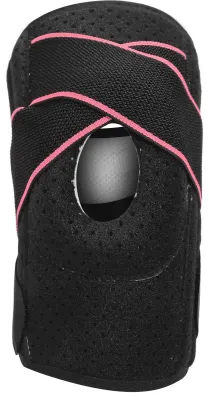 Produktbild von Sport-Knieschützer, verstellbar, atmungsaktiv, mit Seitenstabilisatoren für Meniskusriss, Männer und Frauen, Rosa