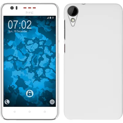 Produktbild von PhoneNatic Case kompatibel mit HTC Desire 825 - Hülle weiß gummiert Hard-case + 2 Schutzfolien