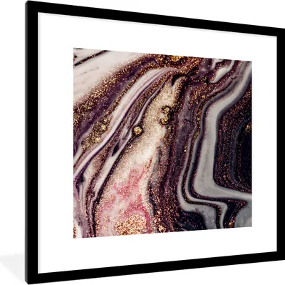 Produktbild von MuchoWow® Gerahmtes Poster Marmor - Rosa - Gold - Glitzer - Marmoroptik 40x40 cm - Poster mit Schwarzem Bilderrahmen Wandposter Rahmen Foto Bilder - Poster - Plakat im Rahmen