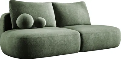 Obrázek produktu pro DomoHome Moderní rozkládací pohovka BABU s funkcí spánku - 3místná pohovka s podnožkou, DL-automat, 2 zádové polštáře, 2 dekorační polštáře, 240x90x90 cm Světle zelená