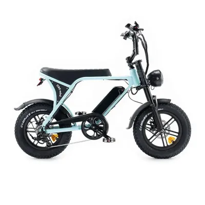 Obrázek produktu pro OUXI C80 Mini Elektrické Fatbike – alarm – opěrky nohou – 16 palců – 250W motor – 7 převodů – dojezd 50 km – mechanické brzdy – světle modrá