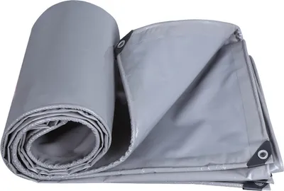 Image de Bâche PVC grise imperméable avec œillets, bâche résistante aux intempéries durable auvents pliables, bâche de protection contre la pluie pour meubles de jardin plantes serre (4x6M)