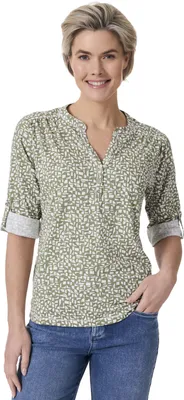 Produktbild von Stooker Women MARIE PRINT Damen Shirt 3/4-Arm Regular Fit 36/38 green mosaic aop