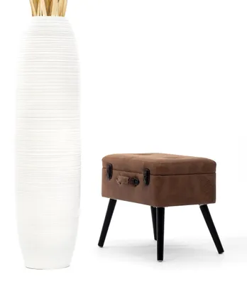 Produktbild von Leewadee Hohe Bodenvase 105 cm aus Mangoholz in weiß