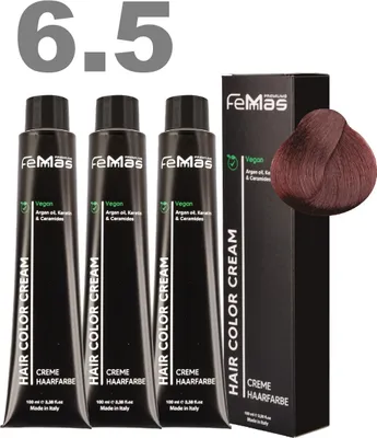 Produktbild von FemMas Haarfarbe  mit Arganöl Dunkelblond Mahagoni 6.5 I 3 x100 ml