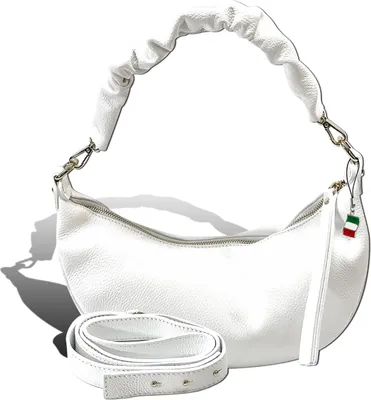 Produktbild von Florence Leder Tasche Damen Umhängetasche Citytasche weiß 32x9x15cm inklusive Italien Flagge D2OTF830W