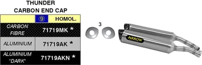 Immagine prodotto di Marmitta slip-on ARROW thunder alluminio scuro con fondello carby per Yamaha Yzf r1