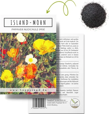 Produktbild von Islandmohn Samen Mix (Papaver nudicaule) - Wunderschön blühende Mohnblumen mit langer Blütezeit für eine bunte Blumenwiese (Island Mohn)