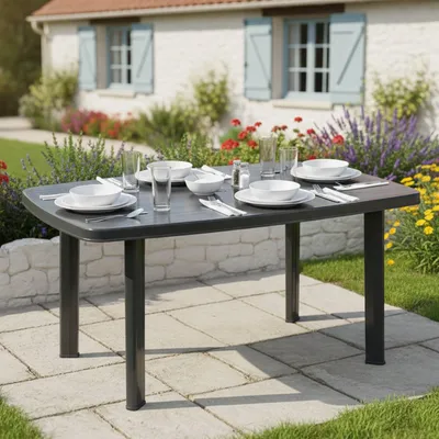 Immagine prodotto di Greggs - Tavolo da Esterno, 137x85x72h cm Nero Antracite, 6 Posti  Italy