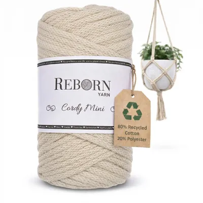 Productafbeelding van Makramee garen 3mm Cordy Mini, 250g katoenen koord, zacht en scheurvast, kleur: 24 Soft Ivory