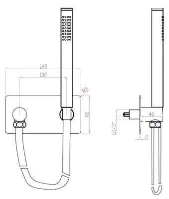 Produktbild von Wandanschlussbogen CZT050B - Brausehalterung - Inkl. Brauseschlauch & Handbrause