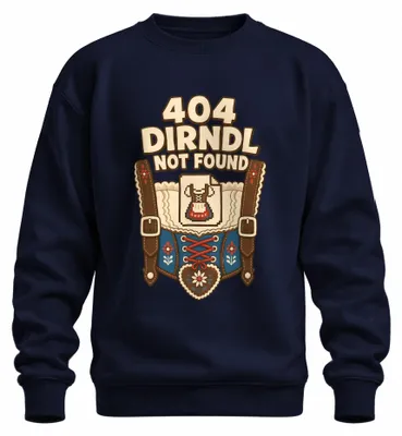 Imagen del producto de 404: Dirndl no encontrado. Camiseta divertida con motivos tradicionales. Pantalones de cuero. Sudadera con motivos de la . Jersey, color azul marino, talla M