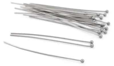 Produktbild von Vintageparts Kugelkopfstifte 304 Edelstahl platinfarben 50 mm, 20 Stück