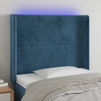Produktbild von Möbel LED Kopfteil Dunkelblau 103x16x118/128 cm Samt - Bettkopfteil 3123954