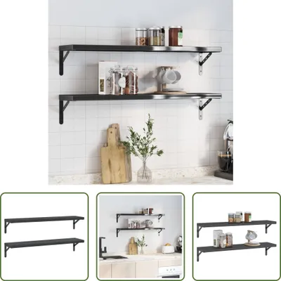 Immagine prodotto di The Living Store Mensole a muro 2 pz. 100x23,5 cm Nero Acciaio inox