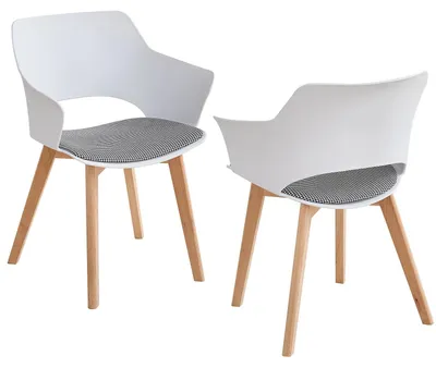 Immagine prodotto di Sedia da pranzo, design moderno e minimalista, morbida imbottitura in tessuto, 2 pezzi - Bianca